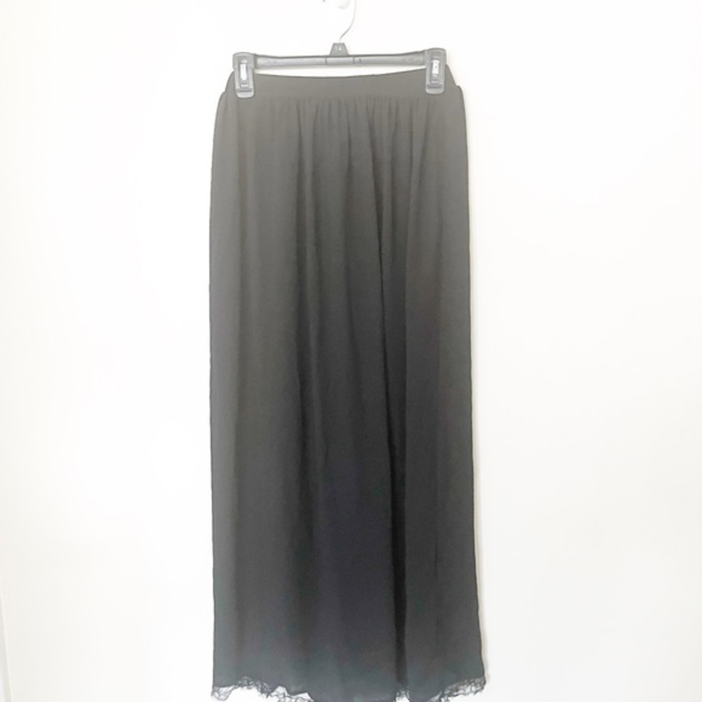 SHEIN Black Lace Trim Thigh High Slit Maxi Skirt
